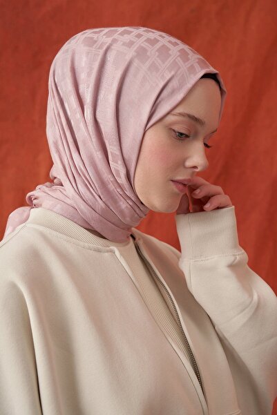 ARMANDA Italian Jacquard Block Pattern Shawl - Powder