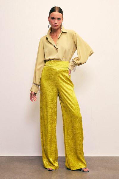 Sateen Παντελόνι με σατέν σχέδιο - OIL GREEN