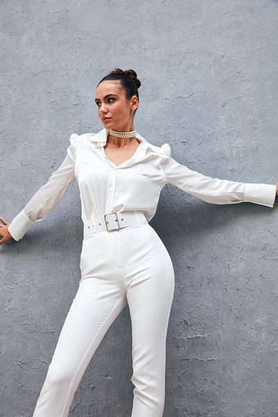 Sateen قميص ستان مبطن - إكرو