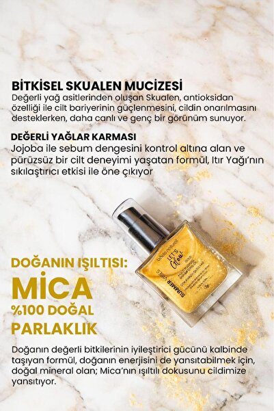 Bade Natural Nemlendirici ışıltılı Gold Çok Amaçlı vücut Yağı 50 ml