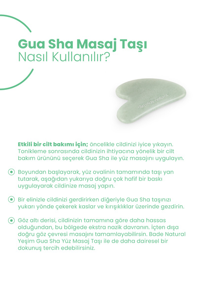 Bade Natural Yeşim Gua Sha %100 Doğal Ve Gerçek Yüz Masaj Taşı