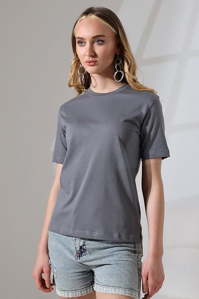 Endies Βαρύ ύφασμα - Κοντό μανίκι Comfort Fit Βαμβακερό T-Shirt 21666 ΒΑΜΜΕΝΟ ΓΚΡΙ