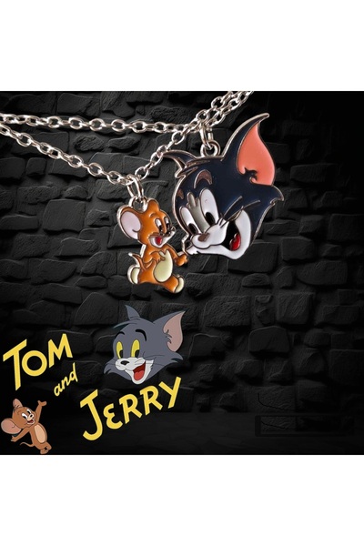 Shopiolog توم وجيري - قلادة أفضل الأصدقاء مكونة من قطعتين، قلادة للزوجين