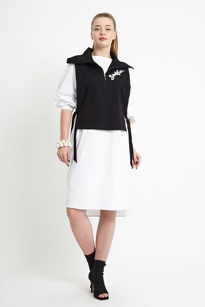 VERDA Cotton 3 Piece Dress - Embroidered with Vest