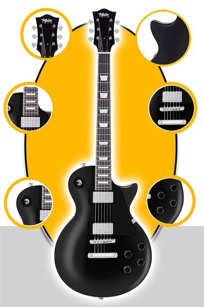 Midex Grx-200bk-bag Üst Segment Les Paul Kasa Elektro Gitar Set Masif Ağaç (HH)