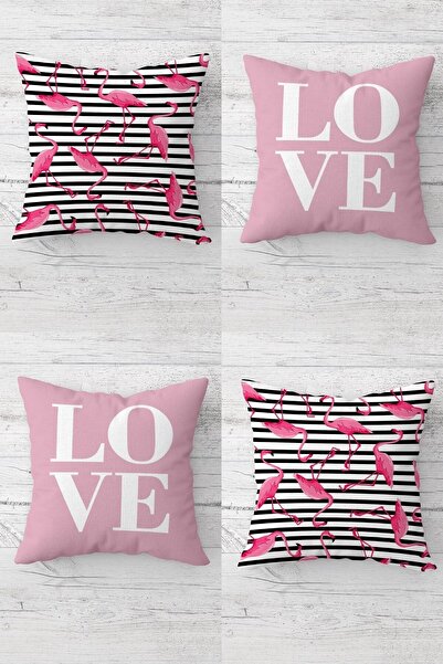 uygun dekor Σετ μαξιλαροθήκη καναπέ με κρυφό φερμουάρ Filaingo And Love (4 τεμ.)