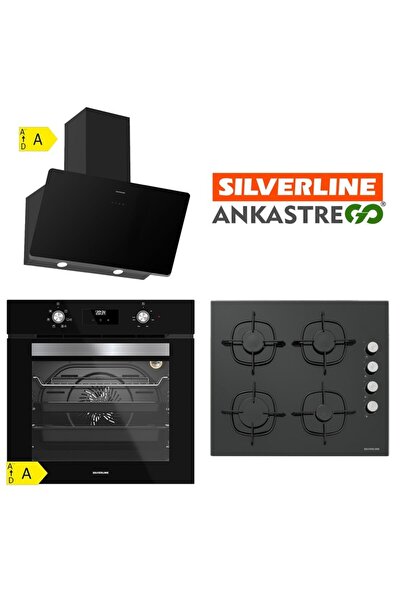Silverline Siyah Cam Ankastre Set (3457 Soho 60+cs5335b01+bo6502b02)