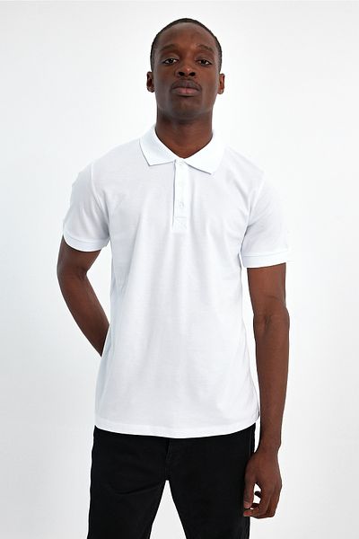 CLIPMAN Ανδρικό σετ 2 τεμαχίων Slim Fit - Ασπρόμαυρο βαμβακερό μπλουζάκι πόλο