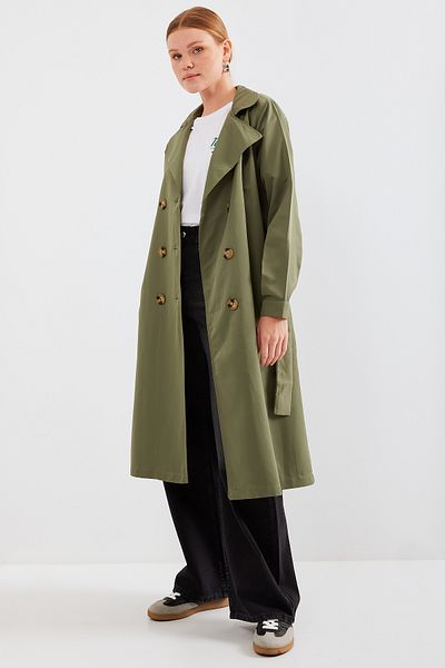 Bigdart 5853 Zweireihiger Trenchcoat mit Kragen – Khaki