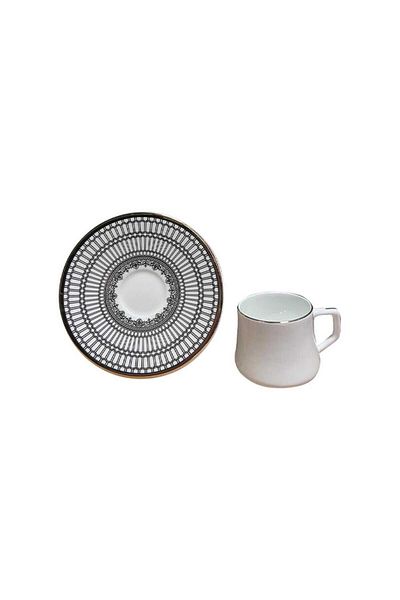 Aryıldız Evaliza Crown Platinum Double Coffee Cup Set for 6 People