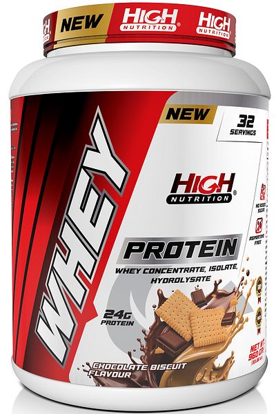High Nutrition 960 G Chocolate Flavored Whey Protein - 24 grams 32 Serve Biscuit Powder