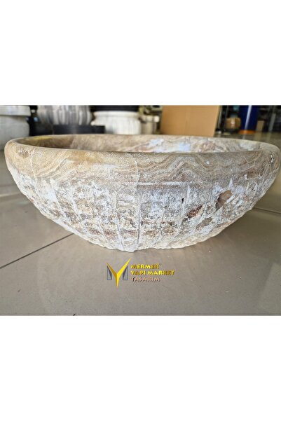 MYM Mermer Yapı Market Tasarım Noche Traverten Dışı Patlatma Çanak Lavabo