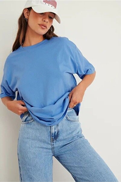 GYES Unisex Oversize Baby Blue T-Shirt - Crew Neck