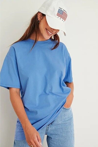GYES Unisex Oversize Baby Blue T-Shirt - Crew Neck