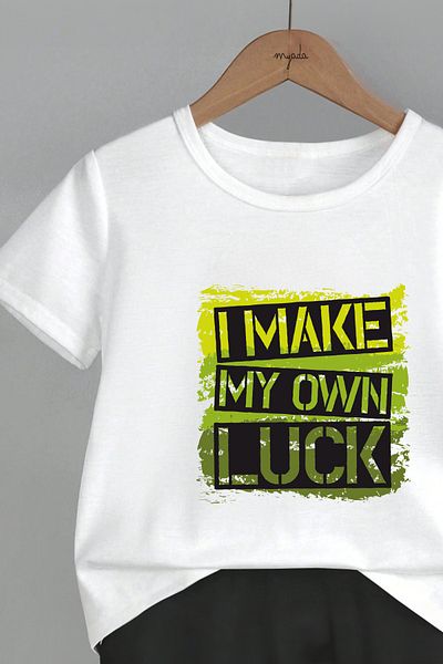 MYADA 19920 Model Kids Set - Crew Neck, "I Make My Own Luck" Printed, Set of 2