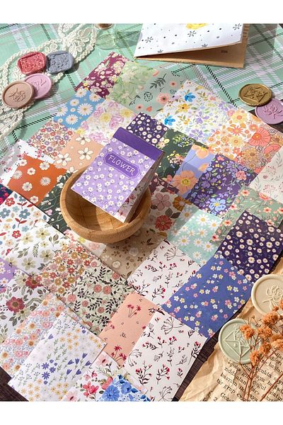 Hume Craft 44 coli 4x6cm Broșură și caiet de autocolante cu tematică florală/primăvară - Scrapbook Bullet Journal
