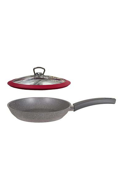 Mehtap 24 CM Red Granite Pan - With Silicone Lid