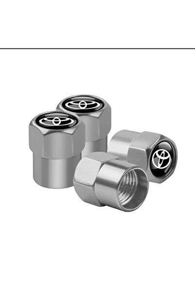 İKTUNING TOYOTA LOGOLU ALÜMİNYUM KAPLAMA 4 ADET SİBOP KAPAK (GÜMÜŞ)