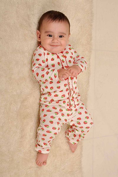 Peki Newborn Cotton Strawberry Patterned Baby Pajamas Top and Bottom Set - Add 5 Pay 4 Yilbasi 14794