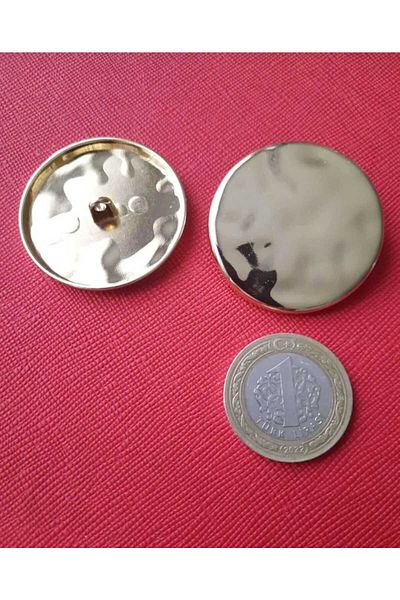 Beyna Gold Plated Special Design Metal Button - 4 cm, 1 Pack 2 Pieces