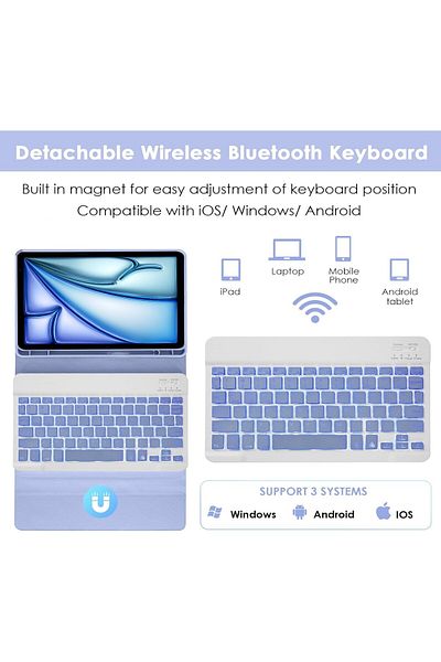 ESR 2022 iPad 10.Generation 10.9 A2696 A2757/77 Compatible RGB Illuminated Turkish Qwerty Keyboard Case