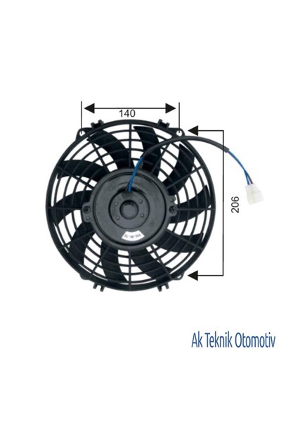 Genel Markalar Fan Motoru 12V Universal Pervaneli 9 Inch 225Mm 504629301 Uyumlu