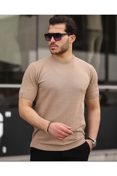 ROBERTO BORNOVA Μπλουζάκι με μοτίβο Nopen Crew Neck καφέ πλεκτό