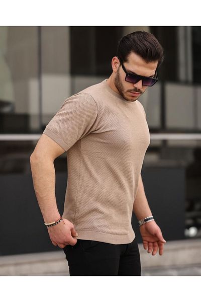 ROBERTO BORNOVA Μπλουζάκι με μοτίβο Nopen Crew Neck καφέ πλεκτό
