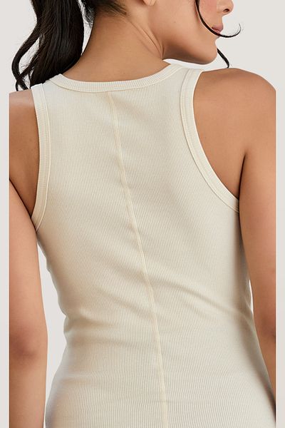 missmaral Lillesol Women's - Ribbed Look Thick Strap Basic Stone Color Cotton Athlete Camisole