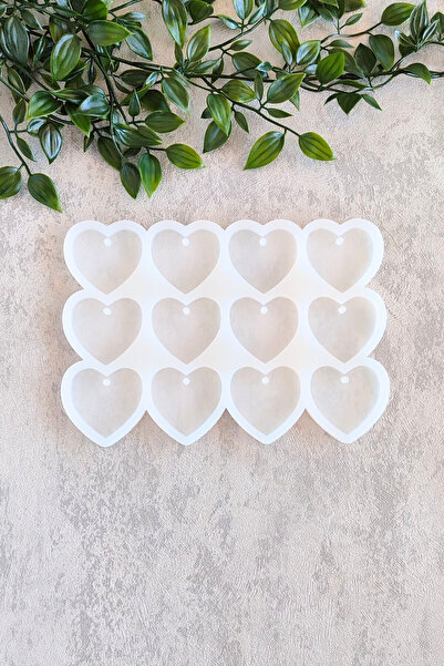 By Shesel Epoksi Kalıp Kalp Anahtarlık Delikli 12'li Set Epoksi Reçine Siliko...