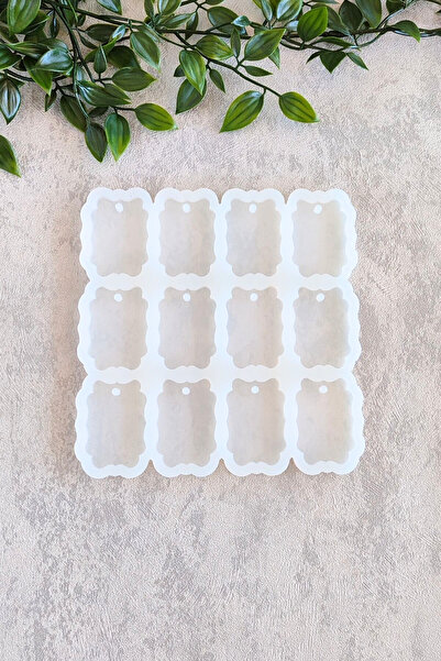 By Shesel Epoksi Kalıp Dalgalı Dikdörtgen Anahtarlık Delikli 12'li Set Epoksi...