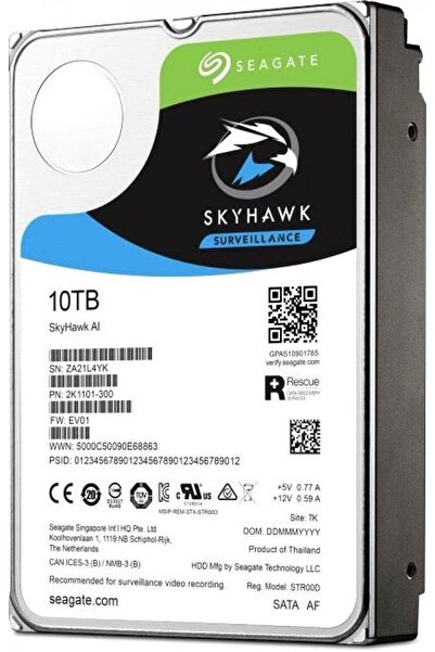 Hızlı Stok 10 Tb Seagate 3.5 Skyhawk Sata 7200rpm 256mb 7/24 Guvenlık St10000...