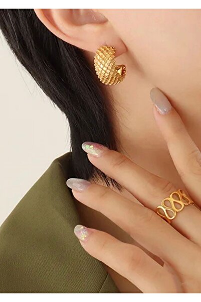 monalisatoka Kadın Gold. Burgulu Hasır Halka Küpe