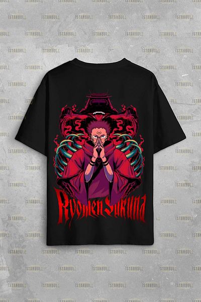 PENTHİLUS Μπλουζάκι Jujutsu Kaisen Sukuna με μοτίβο Oversize