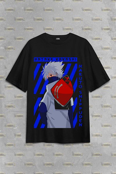 PENTHİLUS Tricou oversize cu imprimeu frontal Naruto Hatake Kakashi