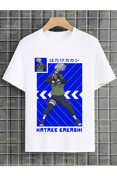 PENTHİLUS Tricou oversize cu imprimeu frontal Naruto Hatake Kakashi