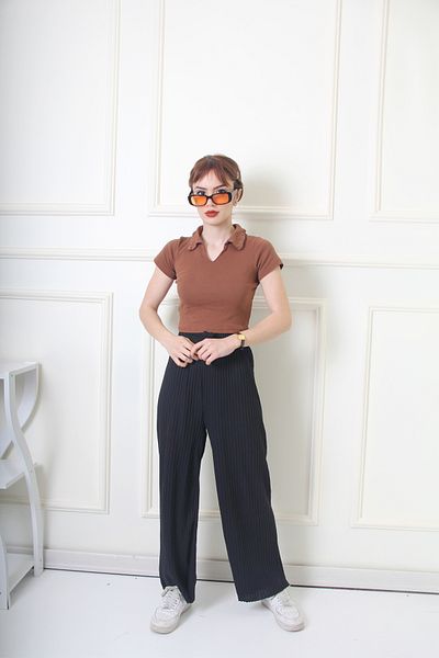 Rudaconcept Pantaloni negri confortabili de pijama pentru femei - Îmbrăcăminte de dormit pentru femei si Îmbrăcăminte de casă pentru femei