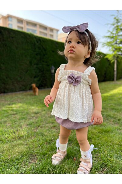 Jikko Baby Baby Girl Bow Detailed 3-Piece Summer Set 9010