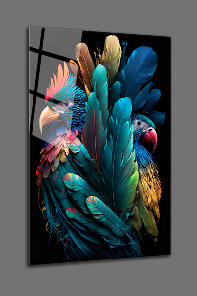 BV DEKOR ΓΥΑΛΙΝΗ ΠΙΝΑΚΙΔΑ ΜΕ ΘΕΜΑ ΠΑΠΑΓΑΛΟ - ΚΟΚΚΙΝΟ ΠΡΑΣΙΝΟ ΓΥΑΛΙΝΗ ΠΙΝΑΚΙΔΑ...