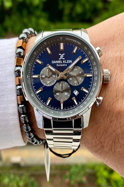 Daniel Klein Men's Wristwatch - New Season Stainless Steel Cord, 3ATM Waterproof + Bracelet Gift