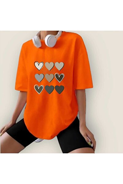 Garalio Renklli kalp oversize tişört GARALİO