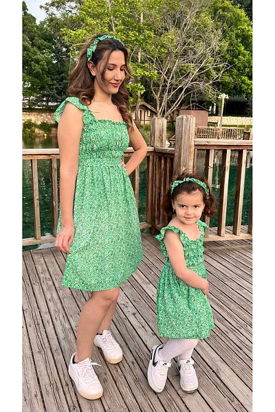 Des Biens Tiril Floral Print Combination Dress for Mother and Daughter - Summer and Festive (It Should Be Added Separately to Basket)