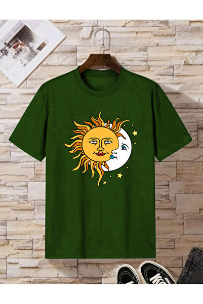 arıkoğlu kumaşçılık Μαύρο Oversize Sun Moon εμπριμέ γυναικείο χτενισμένο βαμβ...