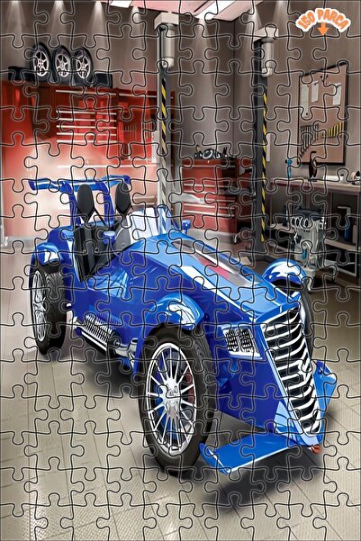 Teona Ahşap Mavi Araba Yarışa Hazır Dekoratif Çift Katlı Çerçeveli Asılabilir...