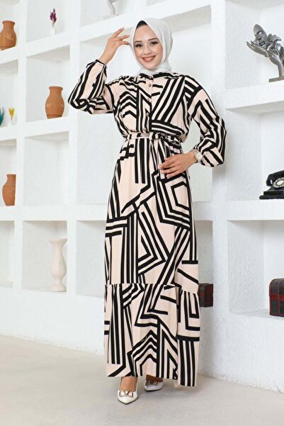 SGS Φόρεμα από βισκόζη με ρίγες βιζόν