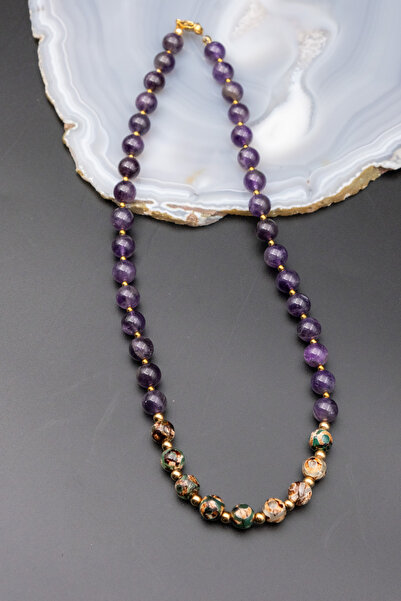 Serenite قلادة من حجر الجمشت التبتي