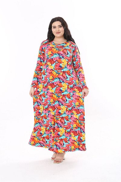 mezura tekstil Plus Size Viscose Combed Cotton - Maxi Dress Suitable for Hijab