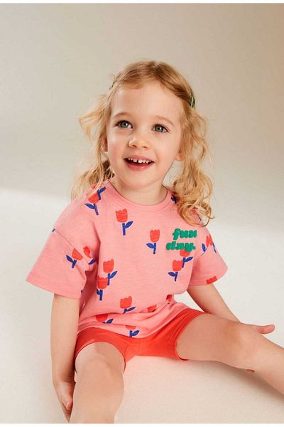 Next Baby Tulip Patterned 100% Cotton Short Sleeve Shorts Set