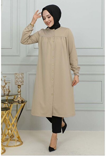 Genel Markalar Büzgülü Tesettür Tunik VİZON
