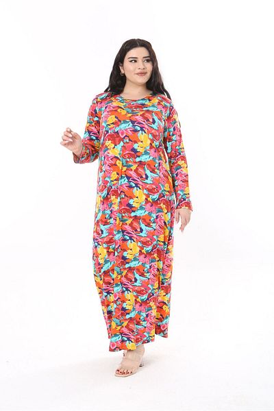 mezura tekstil Plus Size Viscose Combed Cotton - Maxi Dress Suitable for Hijab
